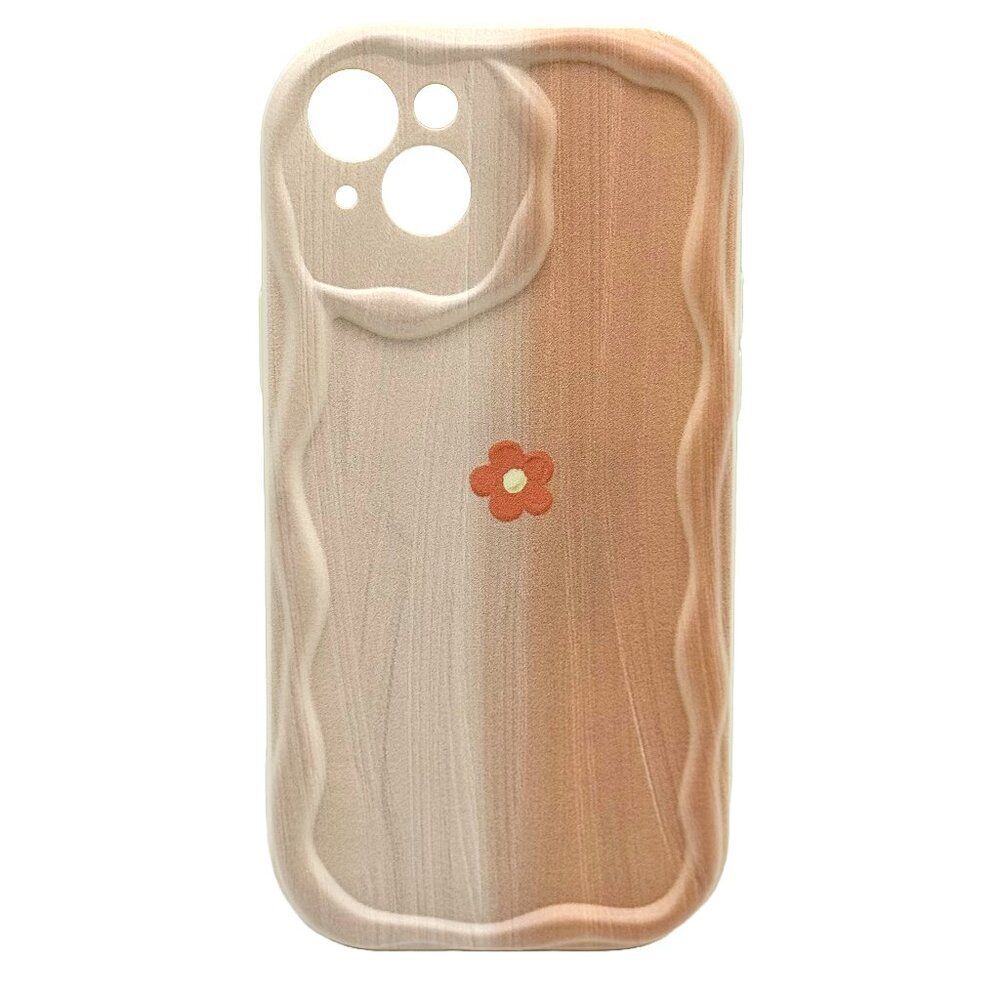 iPhone 15 Orange Aesthetic Case with Small Flower Design